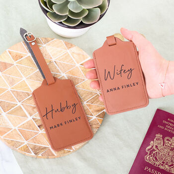 Personalised Hubby And Wifey Honeymoon Luggage Tag Set, 2 of 10