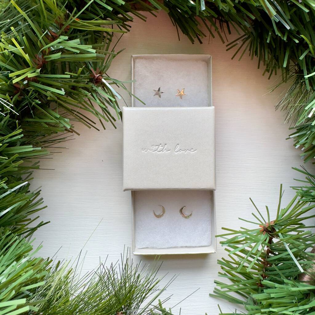 Two Pairs Of Star And Moon Earrings In Sterling Silver, 1 of 8