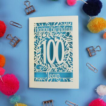 Personalised 100th Birthday Card Papercut Flower Design, 8 of 10