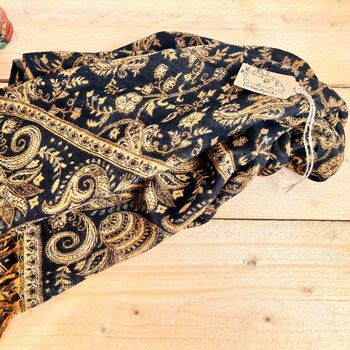 Vintage Paisley Woven Throw Blanket Or Oversized Scarf, 4 of 12