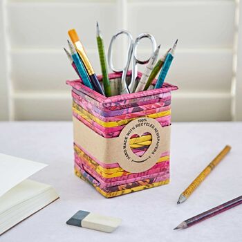 Recycled Newspaper Square Pencil Holder, 9 of 12