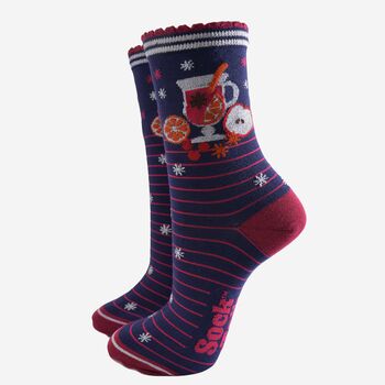 Women's Bamboo Socks Christmas Mulled Wine, 2 of 5