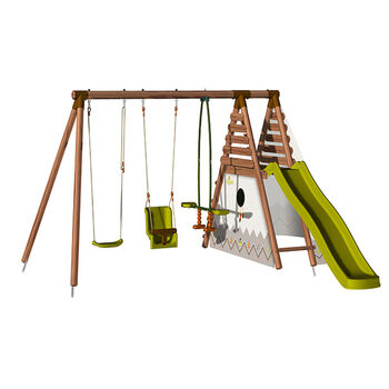 Camelia Wooden Swing Set With Slide, 4 of 12