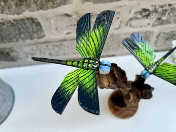 Handcrafted Emperor Dragonfly Wooden Sculpture Ornament, 6 of 10