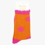 Women's Glitter Socks Orange Pink Large Polka Dots, thumbnail 4 of 4