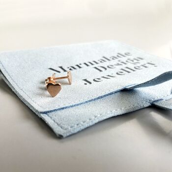 50th Birthday Rose Gold Plated Sterling Silver Heart Stud Earrings, 4 of 4