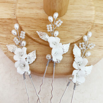 White And Silver Bridal Hair Pins, 3 of 4