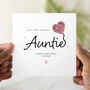 Personalised Auntie Crochet Heart Birthday Card, thumbnail 1 of 3