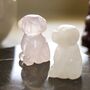 Rose Quartz / Clear Quartz Dog Carved Gemstone, thumbnail 1 of 7