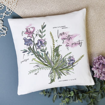 Personalised Birth Month Flower Cushion, 2 of 8