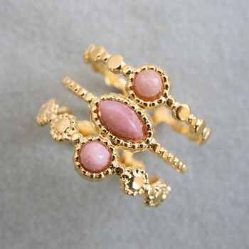 Non Tarnish Layered Cluster Pink Stone Adjustable Ring, 5 of 10