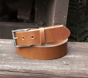 Handmade Leather Belt And Matching Keyring Mens Gift Made In The UK, 9 of 11