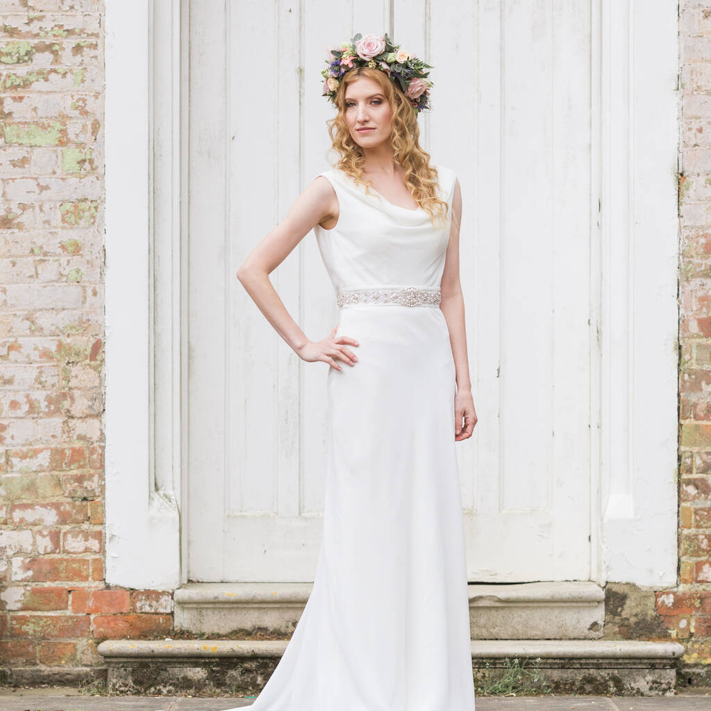 cowl neck wedding gown