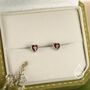 Tiny Garnet Red Cz Heart Stud Earrings, thumbnail 2 of 12
