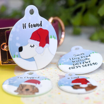 Santa Snow Dogs Premium Personalised Dog ID Tag, 3 of 12