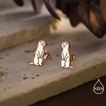 Sterling Silver Tiny Meerkat Stud Earrings, 7 of 12