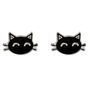 Sterling Silver Black Cat Enamel Stud Earrings, thumbnail 2 of 3