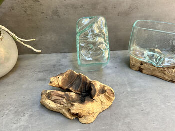 10cm Molten Glass Square Bowl On Teak Root Base, 7 of 12