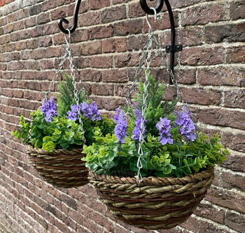 Set Of Two Artificial Topiary Lavender Hanging Baskets, 4 of 4