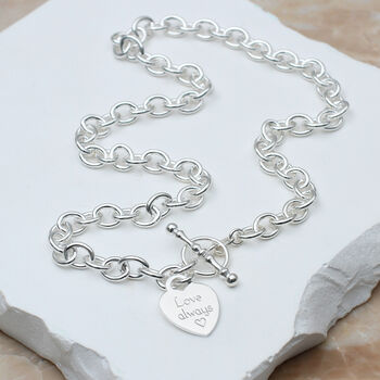 Personalised Sterling Silver Heart T Bar Necklace, 2 of 8