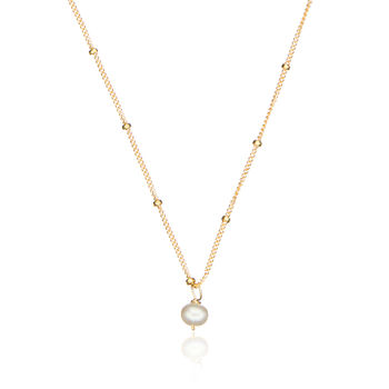 Rose, Silver Or Gold Single Pearl Satellite Necklace, 5 of 10