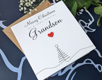 Personalised Handmade Christmas Card For Special Grandson, 3 of 4