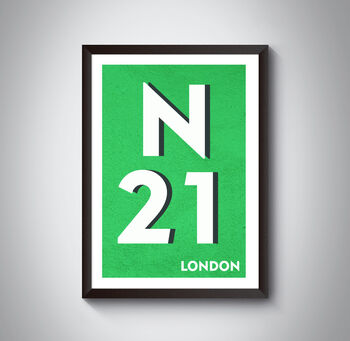 N21 Enfield London Postcode Typography Print, 9 of 12