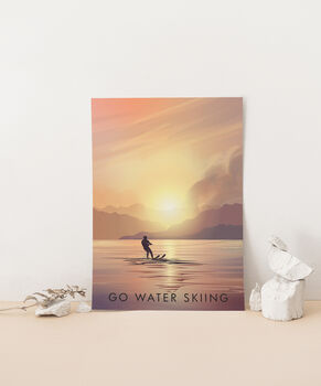 Go Water Skiing Travel Poster Art Print, 2 of 8