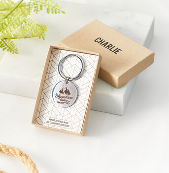 Personalised 'The Mountains Are Calling' Metal Keyring, 3 of 7