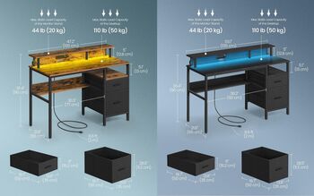 LED Gaming Desk With Power Outlets And Usb Ports, 9 of 9