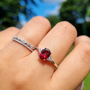 Garnet Ring In Sterling Silver And Gold Vermeil, 3 of 10
