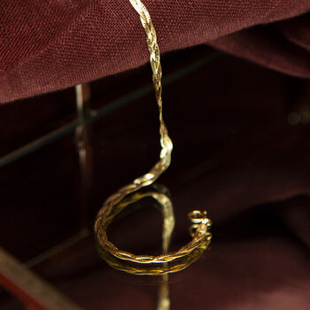 9ct Yellow Gold Three Plait Herringbone Chain Bracelet, 3 of 7