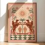 ‘Rise Be Wild’ Celestial Horse Floral Art Print Western Rodeo Cowgirl Sun Poster, thumbnail 1 of 3