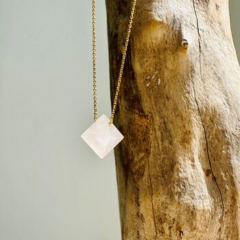 'The Octahedron' Rose Quartz Gold Plated Necklace, 2 of 5