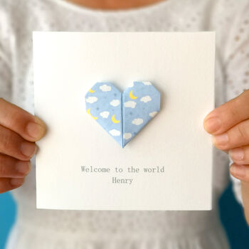 Personalised New Baby Origami Heart Card, 4 of 4