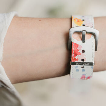 'Watercolour' Leather Smartwatch Strap; Handmade Band, 2 of 9