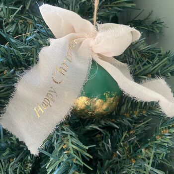 Personalised Christmas Tree Bauble With Personalised Bow, 3 of 5