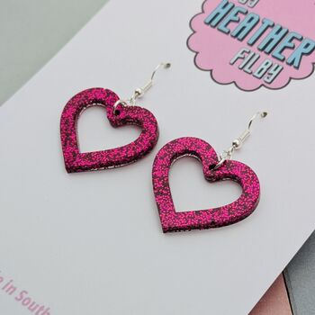 Love Heart Small Glitter Resin Earrings, 11 of 12