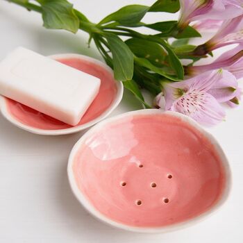 Handmade Pastel Pink Ceramic Soap Dish, 2 of 11