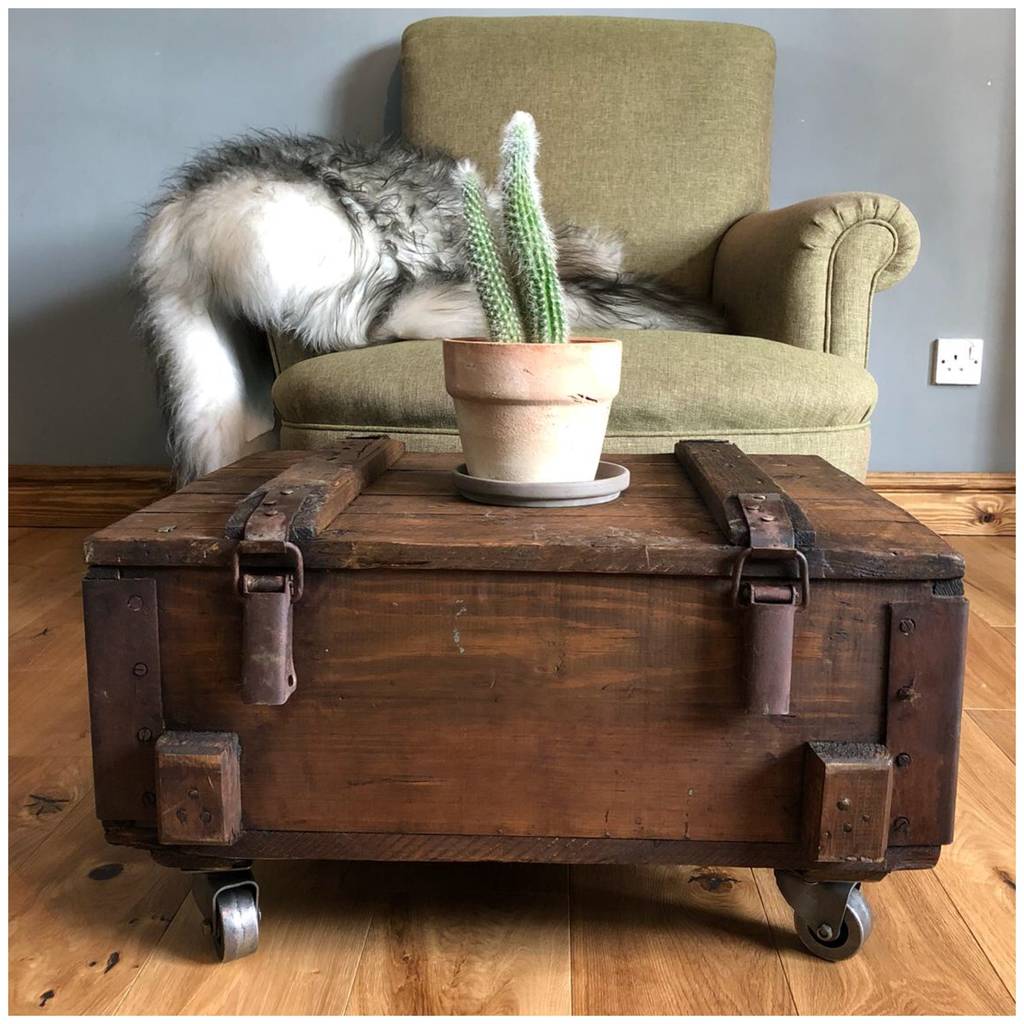 Upcycled Unqiue Reclaimed Wooden Trunk Coffee Table By The