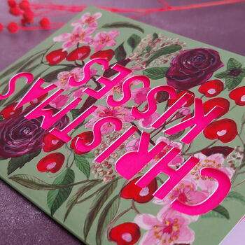 Christmas Kisses Cherry Floral Papercut Christmas Card, 4 of 7