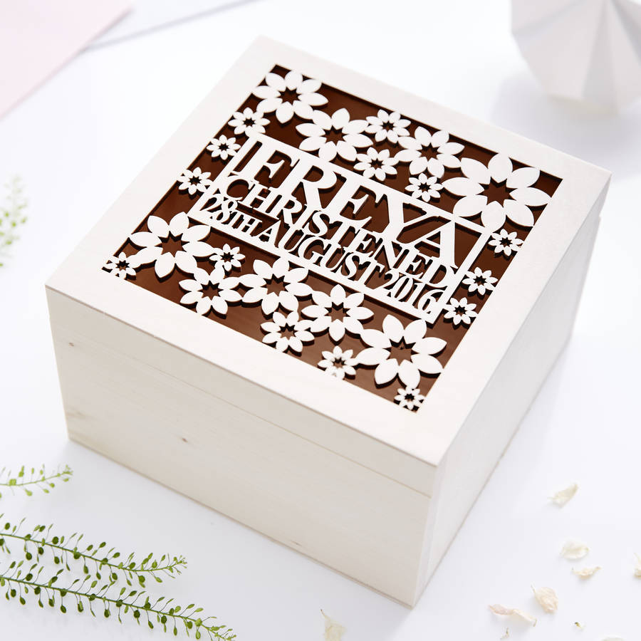 Floral Personalised Christening Keepsake Box By Sophia Victoria Joy