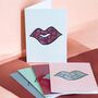 Set Of Five Geometric Lips Art Greeting Cards, thumbnail 2 of 2