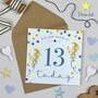 Balloon Brights 13th Birthday Card Blue, thumbnail 1 of 2