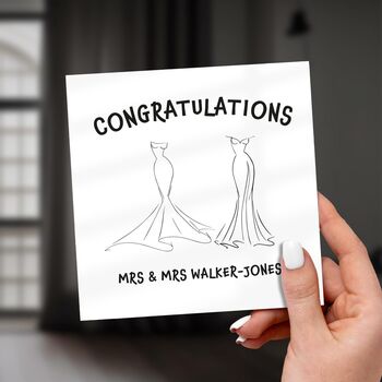 Lesbian Wedding Card – Mrs And Mrs Illustration, 7 of 7