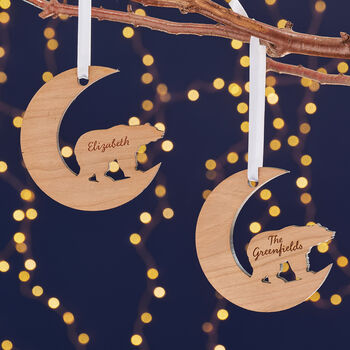 Starry Bear Wood Personalised Christmas Decoration, 4 of 9