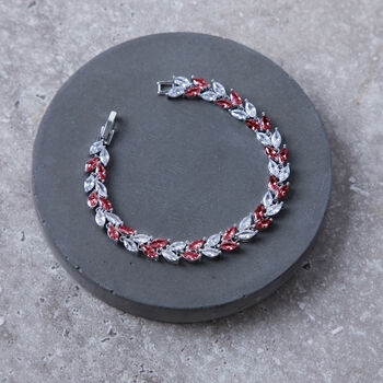 Red And Crystal Colour Leaf Design Tennis Bracelet, 4 of 4