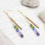 Willow Beaded 14 Karat Gold Filled Dangly Chain Earrings, thumbnail 3 of 4
