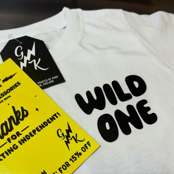Personalised Name Wild One Kids T Shirt, 5 of 8