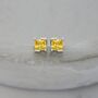 Sterling Silver Princess Cut Birthstone Earrings November Topaz, thumbnail 6 of 6